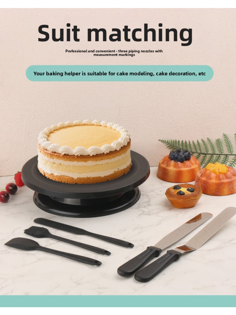 Cake Decorating Turntable - Kit de décoration de gâteaux rotatif