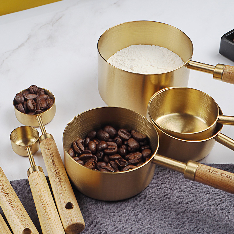 4/8pcs En Bois Or Tasses à Mes - Kitchen Gadgets Gold avis et prix