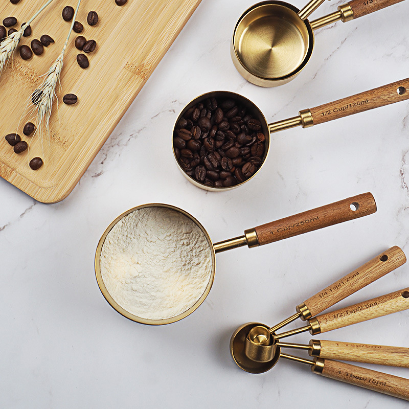 4/8pcs En Bois Or Tasses à Mes - Kitchen Gadgets Gold avis et prix