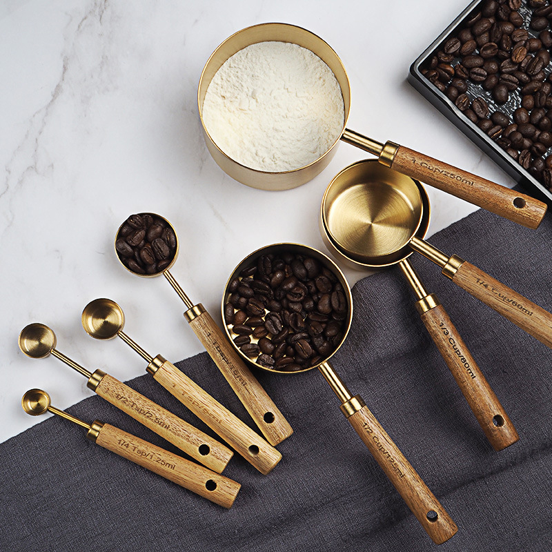 4/8pcs En Bois Or Tasses à Mes - Kitchen Gadgets Gold avis et prix